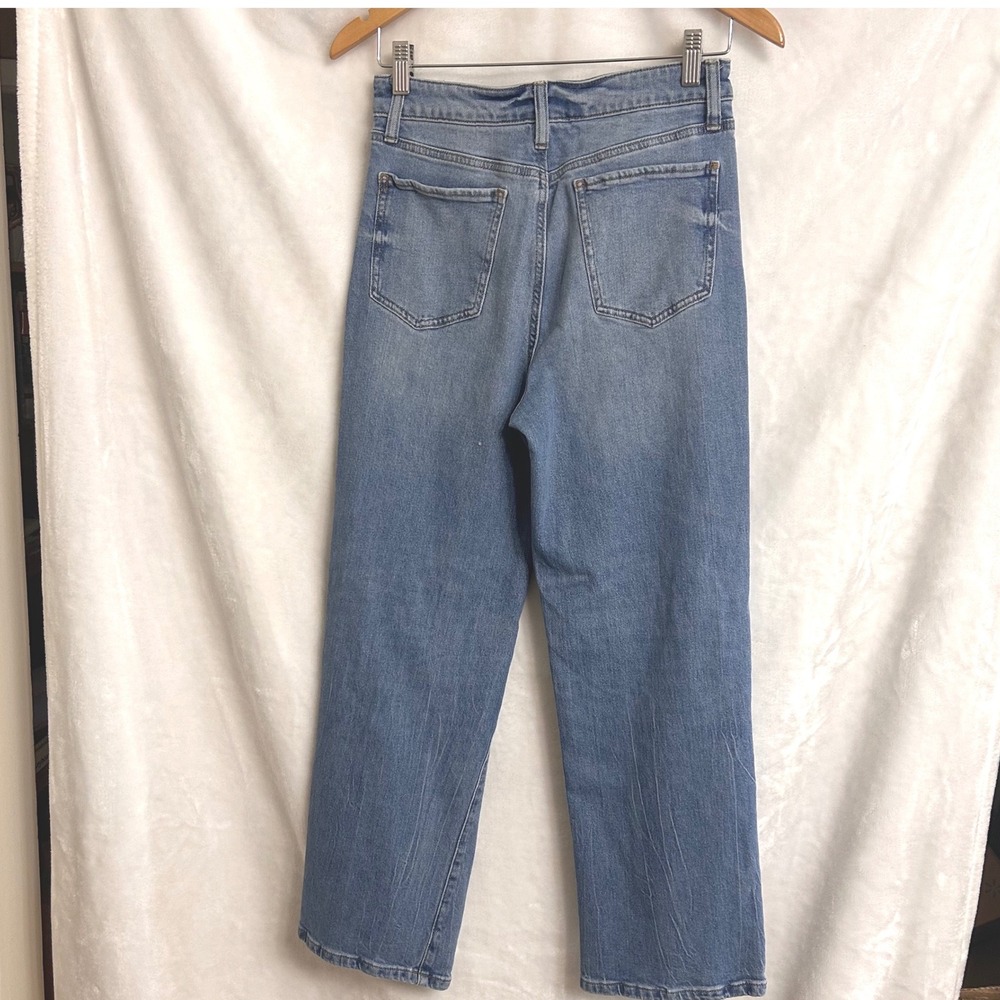 SO High-Rise Baggy Dad Jeans Womens 9 29W Medium Wash Distressed Shredded Blue - Picture 4 of 9